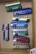 8x Dinky Toys buses and coaches. AEC Double Decker. Leyland Double Decker. An Observation coach.
