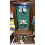 A railway Block Instrument in mahogany case with double indicator for Up Line and Down Line. GC-VGC,