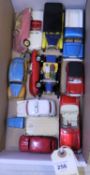 12 dinky Toys. 2x Mini's-Cooper Police and Minor Automatic, Aston Martin DB5, Ford Model T,