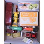 9 Dinky Toys. Euclid Rear Dump Truck, Coventry Climax Fork Lift (for repair). Both boxed. Plus a B.