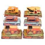 6x Dinky Toys. 2x Range Rover (192). Range Rover Ambulance (268). 2x Aveling-Barford Diesel