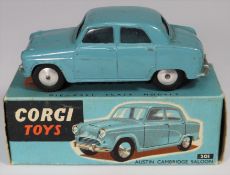 Corgi Toys Austin Cambridge Saloon (201). An early mid blue example with smooth spun wheels and