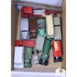 12 Dinky Toys. Observation Coach, Austin Wagon, Double Deck Bus, Armstrong Siddeley, Royal Mail van,