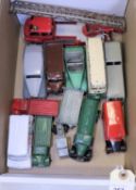 12 Dinky Toys. Observation Coach, Austin Wagon, Double Deck Bus, Armstrong Siddeley, Royal Mail van,