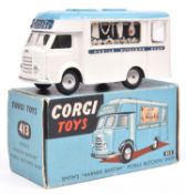 Corgi Toys Smith's 'Karrier Bantam' Mobile Shop (413). The white and light blue 'Mobile Butchers