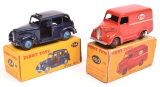 2 Dinky Toys. Austin Taxi (254). An example in dark blue with mid blue wheels. Plus a Trojan Van '