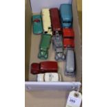 10 Dinky Toys. Mersey Tunnel Land Rover, Luxury Coach, Mini Cooper Police car, Streamlined Bus,