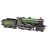 A Bassett Lowke clockwork O gauge 4-4-0 tender locomotive, Duke of York 1927. In lined green livery.