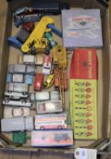 24x Dinky Toys, Corgi Toys, etc. Including; a boxed set of British Road Signs (772). Fire Engine (