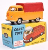 Corgi Toys Volkswagen Pick-Up (431). In deep yellow with red interior and rear plastic tilt,