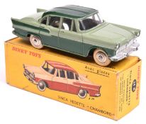 French Dinky Simca Vedette Chambord (24K). An example in two tone green with ridged plated spun