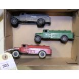 3x Dinky Toys 1930s/40s Petrol Tankers (25d). An example in grey with black wheels and 'Pool' to