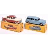 2 French Dinky. Simca Vedette Chambord (24K). In cream and red oxide red, with plated ridged