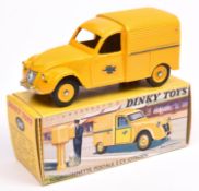 French Dinky Toys Citroen 2CV Fourgonnette Postale (560). An example in yellow livery with Post