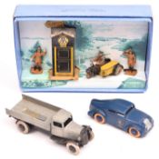 A rare pre WW2 Dinky Toys 'AA Hut Motorcycle Patrol & Guides' No.44. Comprising an AA Telephone