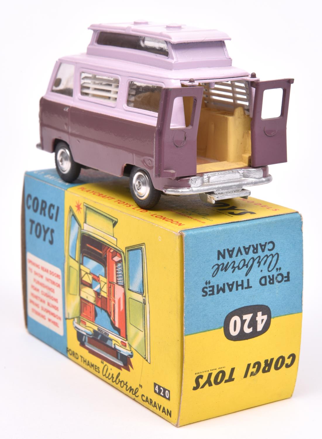 Corgi Toys Ford Thames Airborne Caravan (420). Pale lilac top with deep lilac lower, with light - Image 2 of 2