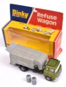 Dinky Toys Refuse Wagon (978). A Bedford TK in dark metallic green with white cab interior, black