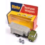 Dinky Toys Refuse Wagon (978). A Bedford TK in dark metallic green with white cab interior, black