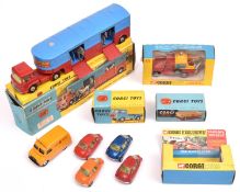 7x Corgi Toys. Including 2x boxed vehicles; a Land Rover Breakdown Truck (477) and a Circus Horse