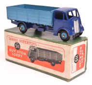 Dinky Supertoys Guy 4-Ton Lorry (511). With dark blue cab and chassis and light blue back and