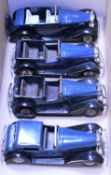 4x Tri-ang Minic cars. A Vauxhall Town Coupe (18M). Vauxhall Tourer (17M). Vauxhall Learner's Car (