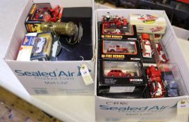 Quantity of Corgi etc Fire related vehicles. 2x American La France- Aerial Ladder Truck and a