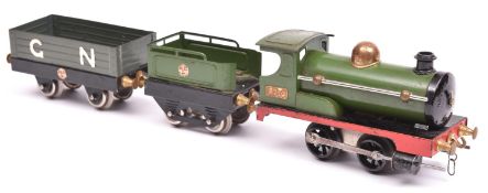 Hornby O gauge clockwork 0-4-0 tender locomotive. An early Meccano Ltd locomotive, 2710, with tender