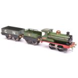 Hornby O gauge clockwork 0-4-0 tender locomotive. An early Meccano Ltd locomotive, 2710, with tender