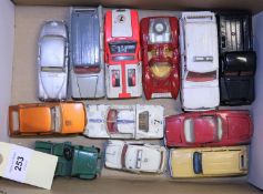 12 Dinky cars most for restoration. 3 over painted , Fiat 2300 Station Wagon, Volvo 1800S, Range