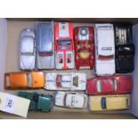 12 Dinky cars most for restoration. 3 over painted , Fiat 2300 Station Wagon, Volvo 1800S, Range