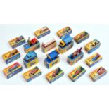 18 Matchbox Superfast/Rolamatics. No15 Fork Lift Truck, 17 The Londoner, 21 Rodroller, 28 Stoat,