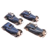 4x Tri-ang Minic clockwork Vauxhall Traffic Control Cars (29M). A pre-war example with single loud-