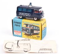 Corgi Toys Commer Police Van (464). Example in dark blue with POLICE cast in white to sides, battery