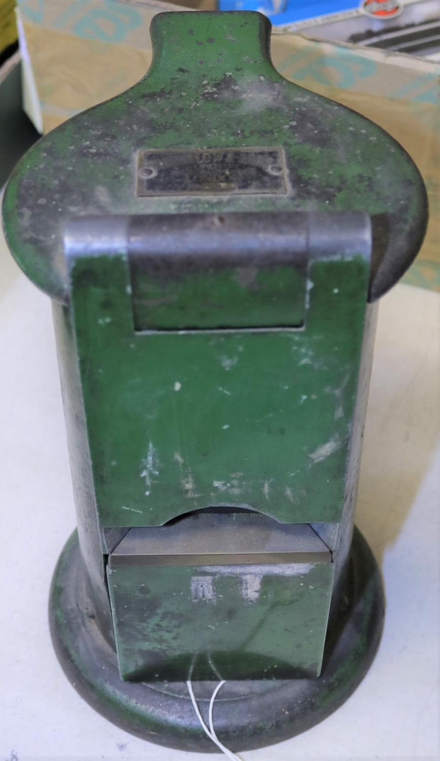 A cast iron railway ticket dating press. Ticket office machine with inked ribbon. GC for age, some