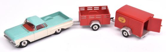 A Dinky Toys unboxed set 448. Comprising Chevrolet El Camino in turquoise and cream, with red