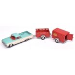 A Dinky Toys unboxed set 448. Comprising Chevrolet El Camino in turquoise and cream, with red