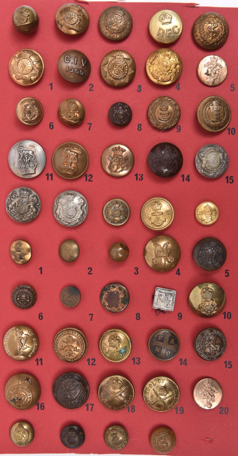 31 different Corps etc large buttons, including good gilt RFC, Army Cyclist Corps and RNV, CIV 1900,