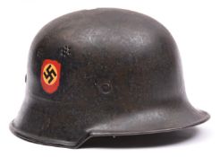 A Third Reich Police double-decal steel combat helmet, with Police and Party decals, original lining