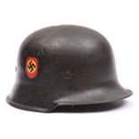 A Third Reich Police double-decal steel combat helmet, with Police and Party decals, original lining
