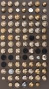 89 different staybrite and composition buttons, representing the British Army c 1970, cavalry,