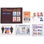 72 Churchill commemorative unused postage stamps, English and Commonwealth, mounted for presentation