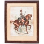 An Ackermann print “Rifle Brigade”, d 1841 mounted and framed by Ackermann & Son with their label on