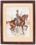 An Ackermann print “Rifle Brigade”, d 1841 mounted and framed by Ackermann & Son with their label on