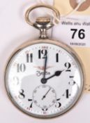 Zentra pocketwatch. Plated case, hinged back, 57mm diameter. Dial has 24-hour markings in addition