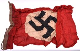 A Third Reich Party flag, the hoist stamped with eagle and swastika, size “N.S.D.A.P”etc,