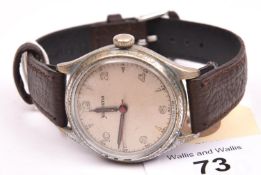 D.I.H marked Helvetia centre seconds wristwatch. Serial D.I.001290H. Plated case with snap back,