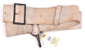 An early 19th century buff leather shoulder belt for carbine, 2-3/8” belt with brass buckle and hook