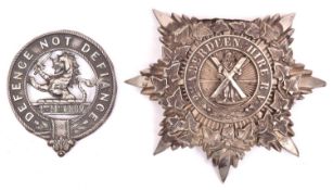 A WM glengarry badge of the 2nd Bn "21st AHRV" (Argyll Highland Rifle Vols) GC (lugs missing) and an