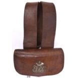 A brown leather shoulder belt and pouch of the Edinburgh Volunteer Rifle Corps, the pouch flap