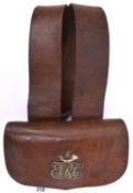 A brown leather shoulder belt and pouch of the Edinburgh Volunteer Rifle Corps, the pouch flap